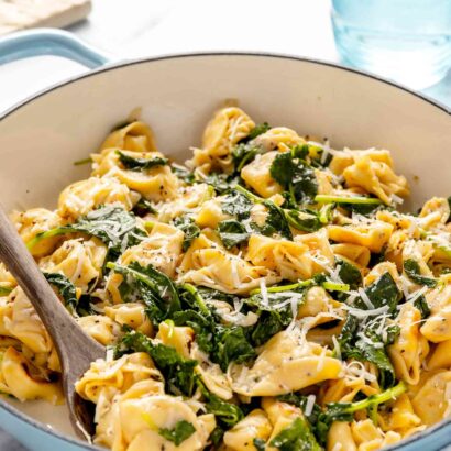 Skillet Cacio e Pepe Tortellini With Wilted Greens Recipe